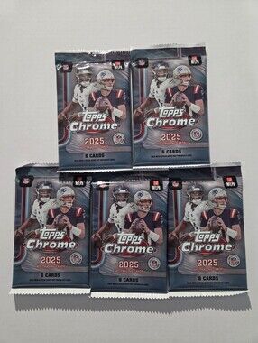 Topps Chrome 2025 NFL Football Cards Packs (5) - Sealed